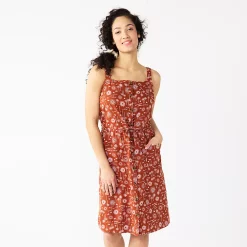 Women's Sonoma Goods For Life® Print Button-Front Tank Dress -SONOMA Store 5547163 Brown Floral