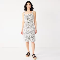Women's Sonoma Goods For Life® Print Button-Front Tank Dress -SONOMA Store 5547163 White Floral