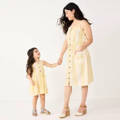 Women's Sonoma Goods For Life® Print Button-Front Tank Dress -SONOMA Store 5547163 Yellow Stripe