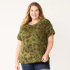 Plus Size Sonoma Goods For Life® Short-Sleeve Fleece Sweatshirt -SONOMA Store 5550378 Camo Floral