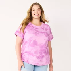 Plus Size Sonoma Goods For Life® Short-Sleeve Fleece Sweatshirt -SONOMA Store 5550378 Purple Dye