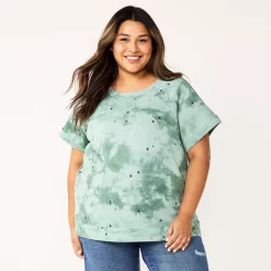 Plus Size Sonoma Goods For Life® Short-Sleeve Fleece Sweatshirt -SONOMA Store 5550378 Star Tie Dye
