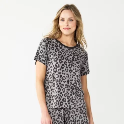 Women's Sonoma Goods For Life® Essential Short Sleeve Pajama Top -SONOMA Store 5553510 Animal
