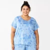Plus Size Sonoma Goods For Life® Essential Short Sleeve Pajama Top 2 Plus Size Sonoma Goods For Life® Essential Short Sleeve Pajama Top -SONOMA Store 5553637 Blue Dye