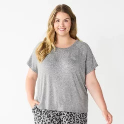 Plus Size Sonoma Goods For Life® Essential Short Sleeve Pajama Top -SONOMA Store 5553637 Grey