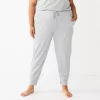 Plus Size Sonoma Goods For Life® Essential Banded Bottom Pajama Pants -SONOMA Store 5558717 Heather Gray