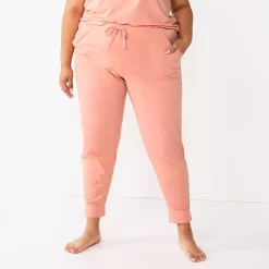 Plus Size Sonoma Goods For Life® Essential Banded Bottom Pajama Pants -SONOMA Store 5558717 Natural Coral