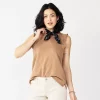Petite Sonoma Goods For Life® French Terry Flutter-Sleeve Top -SONOMA Store 5568468 Cocoa Brown