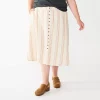 Plus Size Sonoma Goods For Life® Vented Button-Front Midi Skirt 1 Plus Size Sonoma Goods For Life® Vented Button-Front Midi Skirt -SONOMA Store 5570625 Neutral Stripe