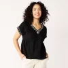 Petite Sonoma Goods For Life® Dolman Sleeve Half Peplum Top 1 Petite Sonoma Goods For Life® Dolman Sleeve Half Peplum Top -SONOMA Store 5571499 Black Embroidery