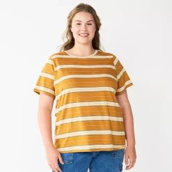 Petite Plus Size Sonoma Goods For Life® Crewneck Tee -SONOMA Store 5572597 Gold Dot Stripe