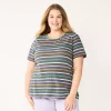 Petite Plus Size Sonoma Goods For Life® Crewneck Tee 2 Petite Plus Size Sonoma Goods For Life® Crewneck Tee -SONOMA Store 5572597 Gray Purple Stripe