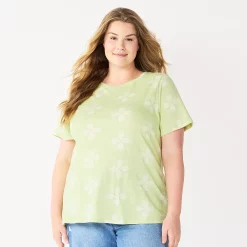 Petite Plus Size Sonoma Goods For Life® Crewneck Tee -SONOMA Store 5572597 Lime Geo Flower