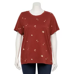 Petite Plus Size Sonoma Goods For Life® Crewneck Tee -SONOMA Store 5572597 Red Burgundy Floral