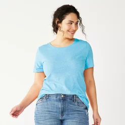 Petite Plus Size Sonoma Goods For Life® Crewneck Tee -SONOMA Store 5572597 Texture Light Blue