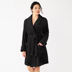 Women's Sonoma Goods For Life® Short Plush Robe 28 Women's Sonoma Goods For Life® Short Plush Robe -SONOMA Store 5574694 Black