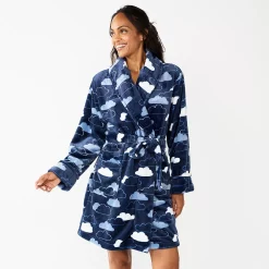 Women's Sonoma Goods For Life® Short Plush Robe 27 Women's Sonoma Goods For Life® Short Plush Robe -SONOMA Store 5574694 Navy Clouds