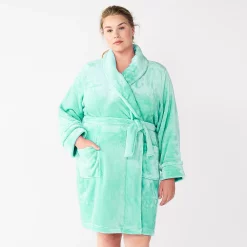 Plus Size Sonoma Goods For Life® Short Plush Robe -SONOMA Store 5574695 Aqua