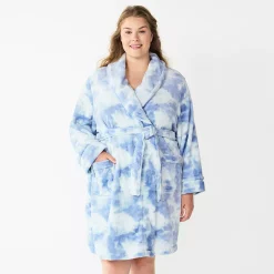 Plus Size Sonoma Goods For Life® Short Plush Robe -SONOMA Store 5574695 Blue Dye Effect