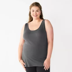 Plus Size Sonoma Goods For Life® Layering Tank -SONOMA Store 5578857 Asphalt