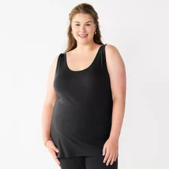 Plus Size Sonoma Goods For Life® Layering Tank -SONOMA Store 5578857 Black