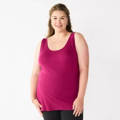 Plus Size Sonoma Goods For Life® Layering Tank -SONOMA Store 5578857 Dark Pink