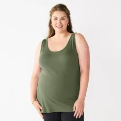 Plus Size Sonoma Goods For Life® Layering Tank -SONOMA Store 5578857 Olive Night
