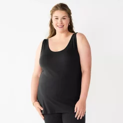 Plus Size Sonoma Goods For Life® Layering Tank -SONOMA Store 5578857 Pitch Black