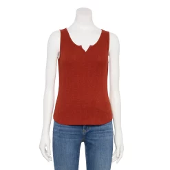 Women's Sonoma Goods For Life® Notchneck Ribbed Tank -SONOMA Store 5579049 Chili Rust