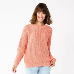Women's Sonoma Goods For Life® Textured Drop-Shoulder Sweater 19 Women's Sonoma Goods For Life® Textured Drop-Shoulder Sweater -SONOMA Store 5579623 Coral