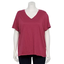 Petite Plus Size Sonoma Goods For Life® Everyday V-Neck Tee -SONOMA Store 5581510 Clematis Mauve