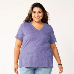 Petite Plus Size Sonoma Goods For Life® Everyday V-Neck Tee -SONOMA Store 5581510 Grape Purple