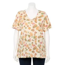 Petite Plus Size Sonoma Goods For Life® Everyday V-Neck Tee -SONOMA Store 5581510 Ivory Camo Floral