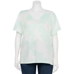 Petite Plus Size Sonoma Goods For Life® Everyday V-Neck Tee -SONOMA Store 5581510 Light Blue Tie Dye