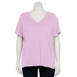 Petite Plus Size Sonoma Goods For Life® Everyday V-Neck Tee -SONOMA Store 5581510 Light Lilac