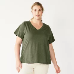 Petite Plus Size Sonoma Goods For Life® Everyday V-Neck Tee -SONOMA Store 5581510 Olive Night