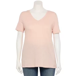 Petite Plus Size Sonoma Goods For Life® Everyday V-Neck Tee -SONOMA Store 5581510 Peach Layer