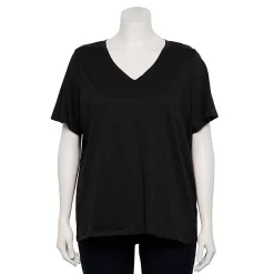 Petite Plus Size Sonoma Goods For Life® Everyday V-Neck Tee -SONOMA Store 5581510 Pitch Black
