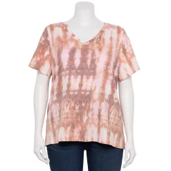 Petite Plus Size Sonoma Goods For Life® Everyday V-Neck Tee -SONOMA Store 5581510 Purple Peach Tie Dye