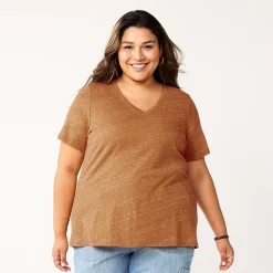 Petite Plus Size Sonoma Goods For Life® Everyday V-Neck Tee -SONOMA Store 5581510 Texture Brown