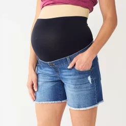 Maternity Sonoma Goods For Life® Inset Over-The-Belly Frayed Jean Shorts -SONOMA Store 5583214 ALT2