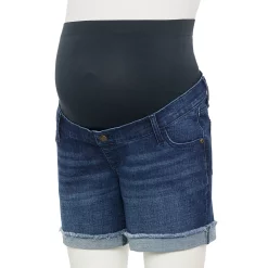 Maternity Sonoma Goods For Life® Inset Over-The-Belly Frayed Jean Shorts -SONOMA Store 5583214 Dark Wash