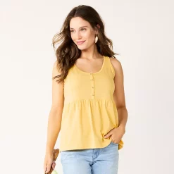 Women's Sonoma Goods For Life® Button Utility Tank -SONOMA Store 5583719 Light Yellow