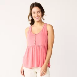 Women's Sonoma Goods For Life® Button Utility Tank -SONOMA Store 5583719 Melon Pink