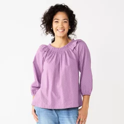Women's Sonoma Goods For Life® Ruffle Shoulder Peasant Top -SONOMA Store 5584039 Light Purple