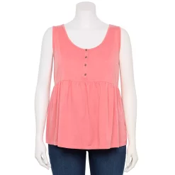 Plus Size Sonoma Goods For Life Button Front Utility Tank -SONOMA Store 5584138 Melon Pink