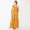 Petite Sonoma Goods For Life® Tiered Maxi Dress -SONOMA Store 5584155 Gold Ikat Stripe