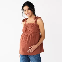 Maternity Sonoma Goods For Life® Tie-Shoulder Babydoll Top -SONOMA Store 5584773 Rustic