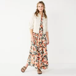 Women's Sonoma Goods For Life® Tiered Maxi Dress 12 Women's Sonoma Goods For Life® Tiered Maxi Dress -SONOMA Store 5584784 Pink Floral