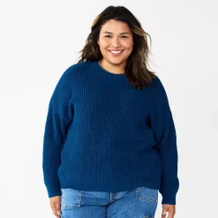 Plus Size Sonoma Goods For Life® Drop Shoulder Sweater -SONOMA Store 5585467 Blue